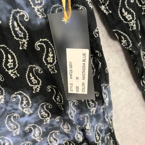 Velvet by Graham Spencer Shirt Womens Medium Blue Paisley Resort Cowgirl Western - Picture 7 of 11